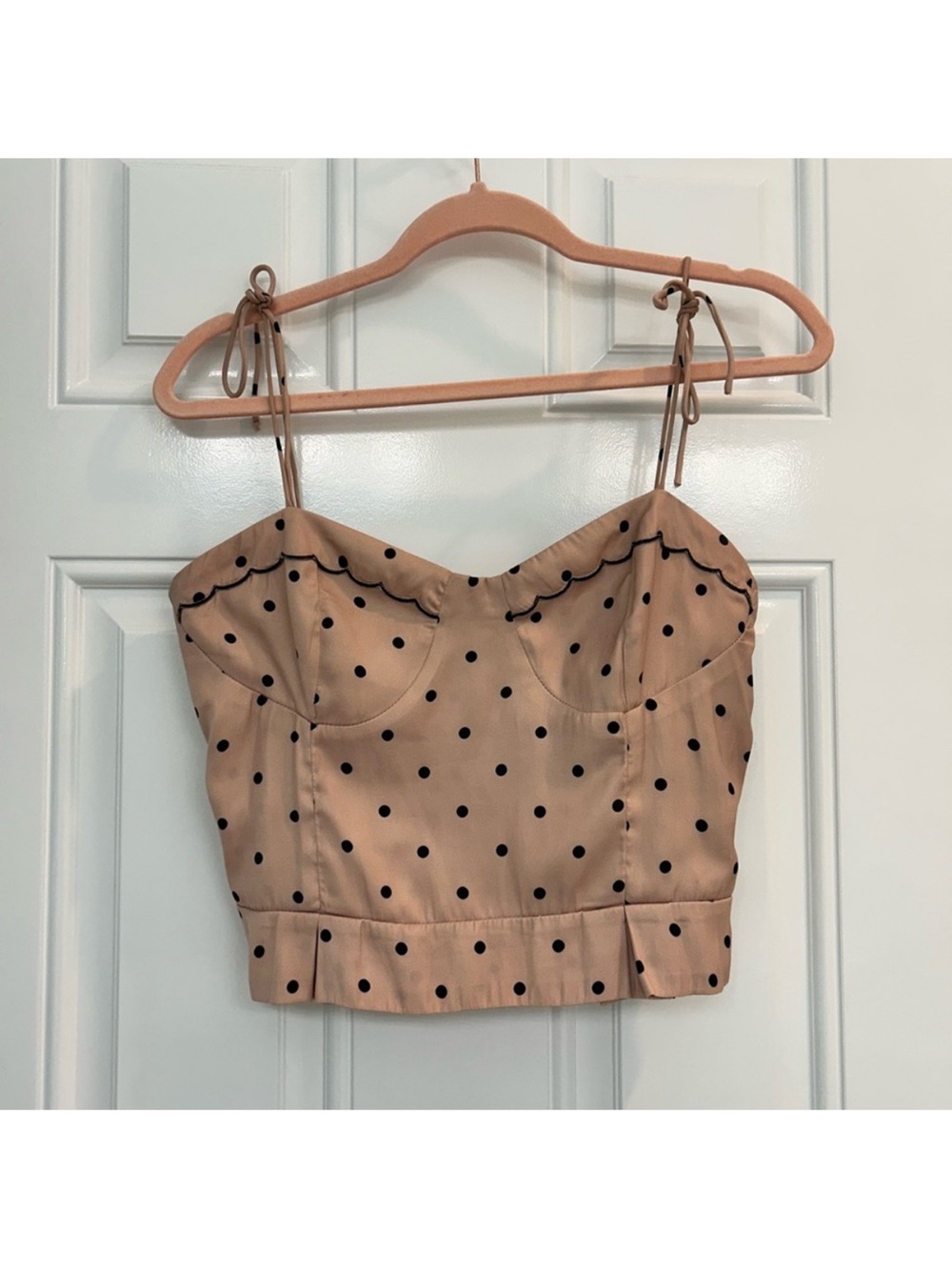 Free People light pink  Polka Dot Tie-Strap Bustier Crop Top